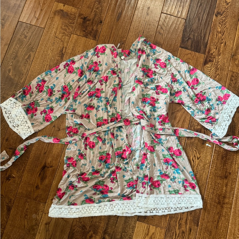 Floral pink blush robe